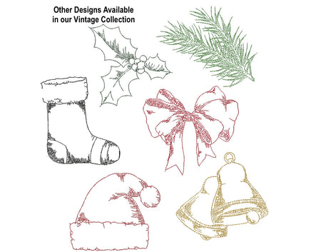 Vintage Christmas Santa Hat Ornament Machine Embroidery Design, Christmas Santa Hat embroidery design, 2 sizes, quick stitch - sproutembroiderydesigns