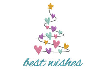 Best Wishes Christmas Trees Machine Embroidery Design, Heart Tree Embroidery - sproutembroiderydesigns