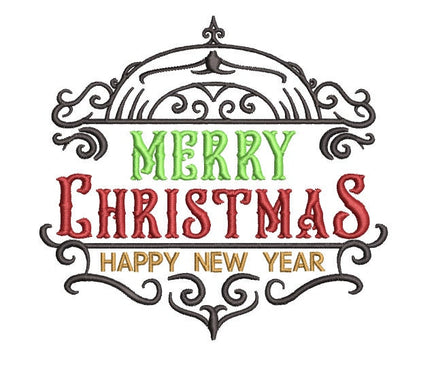 Merry Christmas Vintage Machine Embroidery Design - sproutembroiderydesigns