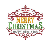 Merry Christmas Vintage Machine Embroidery Design, 2 sizes, Vintage Christmas embroidery design - sproutembroiderydesigns