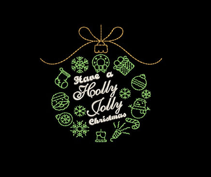 Holly Jolly Wreath Machine Embroidery Design - sproutembroiderydesigns