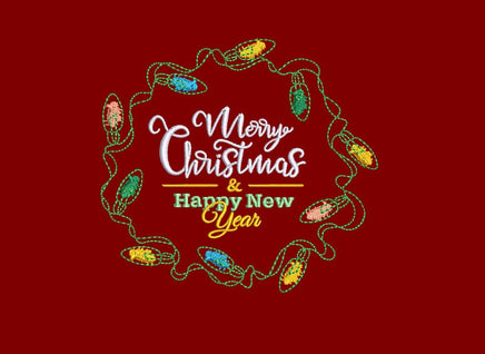 Christmas Lights Wreath Machine Embroidery Design, 2 sizes, Christmas Lights embroidery design - sproutembroiderydesigns