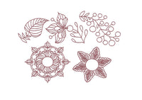 Collection of 5 Nature Floral Machine Embroidery Designs, 5 designs included, Flower embroidery design - sproutembroiderydesigns