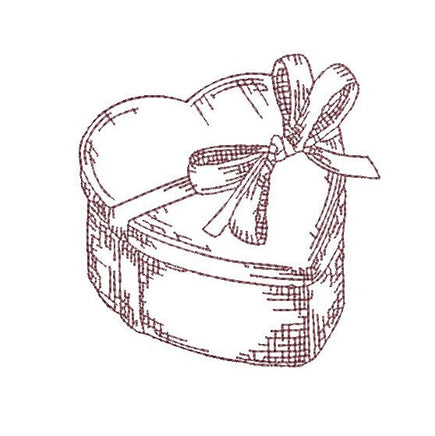 Vintage Heart Box Machine Embroidery Design, 2 sizes, heart embroidery design, valentine's day embroidery design - sproutembroiderydesigns