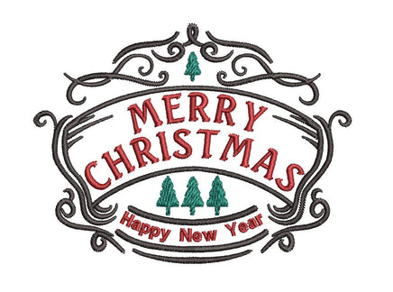 Merry Christmas Vintage Sign Machine Embroidery Designs - sproutembroiderydesigns