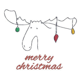 Merry Christmas Moose Christmas Machine Embroidery Design, - sproutembroiderydesigns