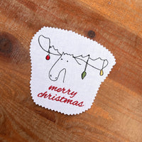 Merry Christmas Moose Christmas Machine Embroidery Design, 2 sizes, Christmas Moose embroidery design - sproutembroiderydesigns