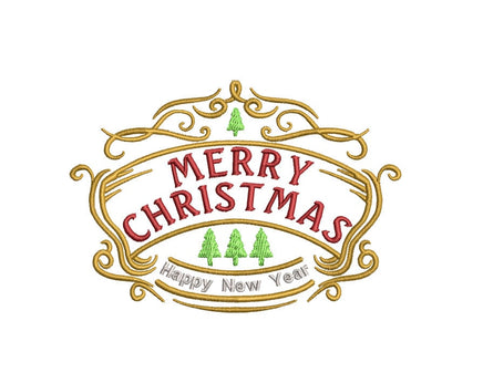 Merry Christmas Vintage Sign Machine Embroidery Design, 2 sizes, Vintage Christmas embroidery design - sproutembroiderydesigns