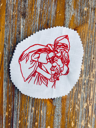 Vintage Christmas Santa Claus Machine Embroidery Design, 2 Styles-Running stitch and satin stitch - sproutembroiderydesigns