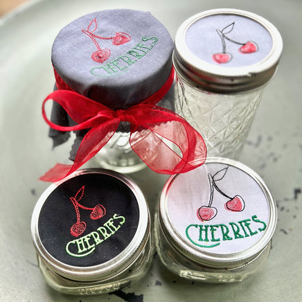 Jar Topper Cherries Embroidery Design, 3 Sizes, Cherry Jar Topper Design - sproutembroiderydesigns