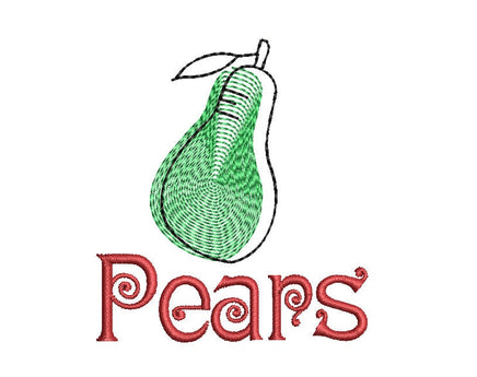 Jar Topper Pears Embroidery Design, 3 Sizes, Pears Jar Topper Design - sproutembroiderydesigns