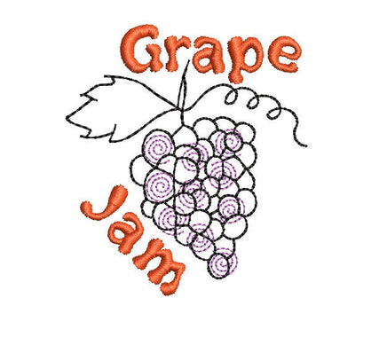 Jar Topper Grape Jam Embroidery Design, 3 Sizes, Grape Jar Topper Design - sproutembroiderydesigns