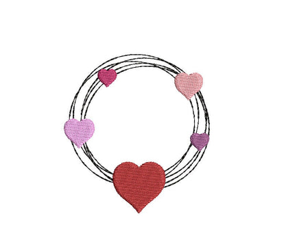 Happy Valentine's Day Wreath Heart Machine Embroidery Design - sproutembroiderydesigns