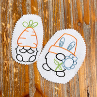 Collection of Easter Gnomes Machine Embroidery Design, 2 designs each, Quick Stitch Gnome Carrot Embroidery - sproutembroiderydesigns