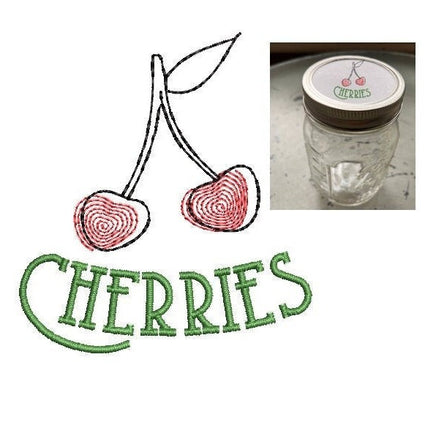 Jar Topper Cherries Embroidery Design - sproutembroiderydesigns