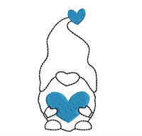 Heart Gnome Machine Embroidery Design, Valentine's Day embroidery design - sproutembroiderydesigns