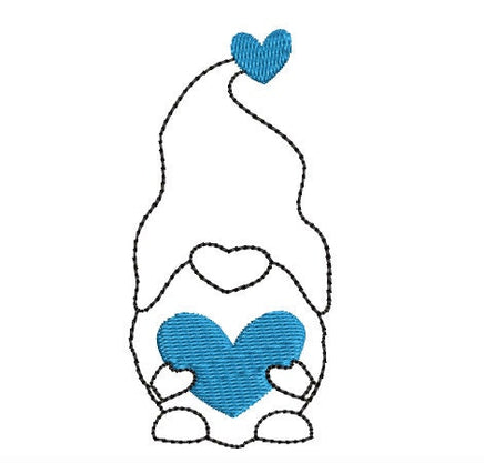 Heart Gnome Machine Embroidery Design, Valentine's Day embroidery design - sproutembroiderydesigns