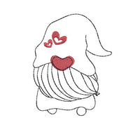 Valentine Gnome Machine Embroidery Design, Valentine's Day embroidery design - sproutembroiderydesigns