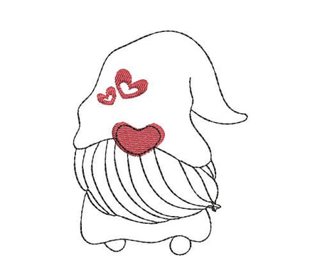 Valentine Gnome Machine Embroidery Design, Valentine's Day embroidery design - sproutembroiderydesigns