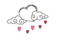 Heart Rain Cloud Machine Embroidery Design, Valentine's Day embroidery design - sproutembroiderydesigns