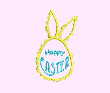 Happy Easter Fuzzy Bunny Egg Machine Embroidery Design, 4x4 hoop - sproutembroiderydesigns