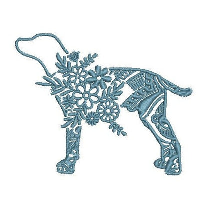 Flower Dog Machine Embroidery Design, Dog Embroidery Design - sproutembroiderydesigns