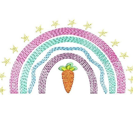 Easter Carrot Rainbow Machine Embroidery Design, 2 Sizes - sproutembroiderydesigns