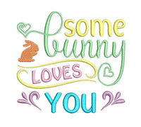 Some Bunny Loves You Machine Embroidery Design, 2 Sizes, Easter Embroidery Design, 4x4 hoop, 5x7 hoop - sproutembroiderydesigns