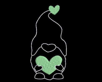 Heart Gnome Machine Embroidery Design, Valentine's Day embroidery design - sproutembroiderydesigns