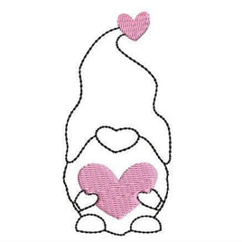 Heart Gnome Machine Embroidery Design, Valentine's Day embroidery design - sproutembroiderydesigns