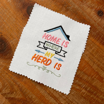 Home Is Where My Herd Is Machine Embroidery Design, Home saying embroidery design - sproutembroiderydesigns