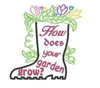 How Does Your Garden Grow Machine Embroidery Design, Gardener saying embroidery design - sproutembroiderydesigns