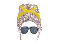 Sunglasses Messy Bun Machine Embroidery Design - sproutembroiderydesigns