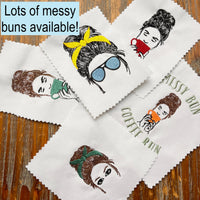Messy Bun Coffee Run Machine Embroidery Design, 2 sizes - sproutembroiderydesigns