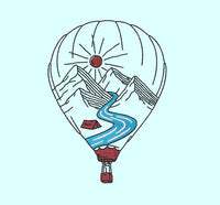 Hot Air Balloon Camping Machine Embroidery Design, 2 sizes - sproutembroiderydesigns