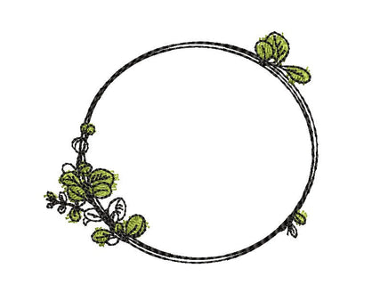 Eucalyptus Wreath Monogram Frame Machine Embroidery Design, 3 sizes, wreath embroidery design - sproutembroiderydesigns