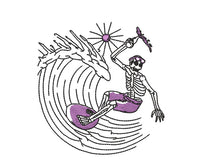 Skeleton Surfer Machine Embroidery Design, Skeleton embroidery design, surf embroidery design - sproutembroiderydesigns