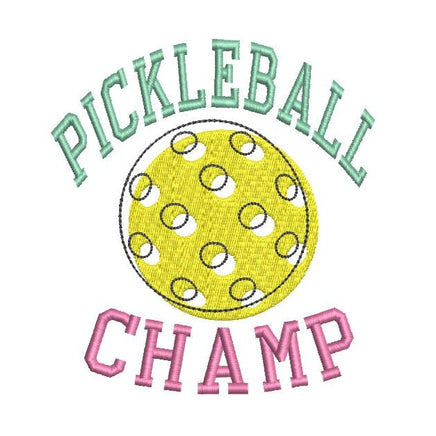 Pickleball Champ Embroidery Machine Design, pickleball embroidery design, 4x4 hoop, Pickle ball towel embroidery - sproutembroiderydesigns