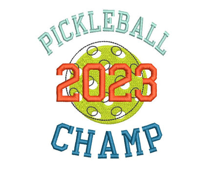 2023 Pickleball Champ Embroidery Machine Design, pickleball embroidery design, 4x4 hoop, Pickle ball towel embroidery - sproutembroiderydesigns