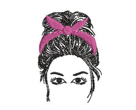 Messy Bun Hair Tie Machine Embroidery Design - sproutembroiderydesigns