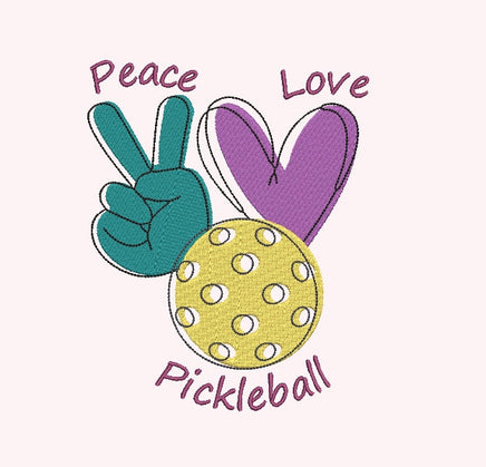 Peace, Love, Pickleball Embroidery Machine Design, pickleball embroidery design, 4x4 hoop, Pickle ball towel embroidery - sproutembroiderydesigns
