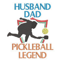Dad, Husband, Pickleball Legend Embroidery Machine Design, pickleball embroidery design, 4x4 hoop, Pickle ball towel embroidery - sproutembroiderydesigns