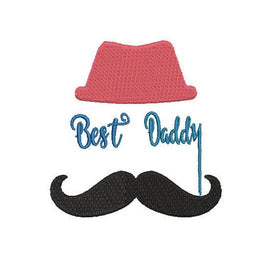 Happy Father's Day Machine Embroidery Design, Father's Day Mustache Embroidery design, Dad embroidery, 4x4 hoop - sproutembroiderydesigns