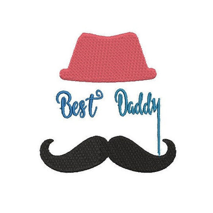 Happy Father's Day Machine Embroidery Design, Father's Day Mustache Embroidery design, Dad embroidery, 4x4 hoop - sproutembroiderydesigns