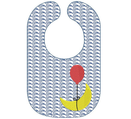 Moon Balloon Bib Embroidery Design, In The Hoop Bib embroidery design - sproutembroiderydesigns