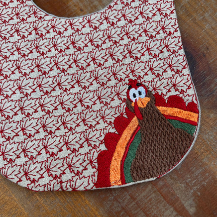 Peaking Turkey Bib Embroidery Design - sproutembroiderydesigns