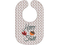 Happy Fall Thanksgiving Bib Embroidery Design, In-The-Hoop Baby Bib embroidery design - sproutembroiderydesigns