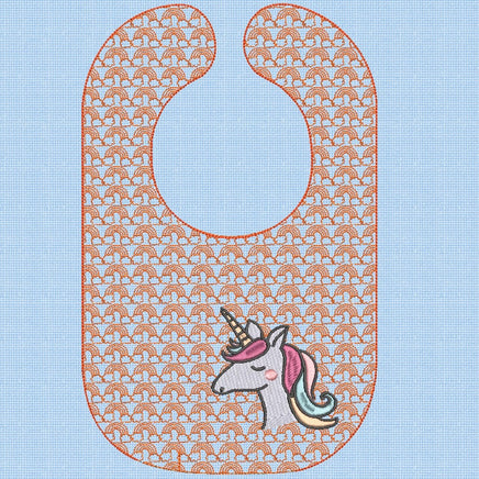 Unicorn Bib Embroidery Design, In The Hoop Bib embroidery design - sproutembroiderydesigns