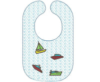 Boat Bib Embroidery Design, In-The-Hoop Baby Bib embroidery design - sproutembroiderydesigns