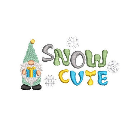 Snow Cute Gnome Machine Embroidery Design, 2 Sizes, Christmas gnome embroidery - sproutembroiderydesigns